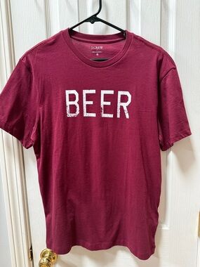 NWOT J. Crew Men’s Burgundy Short-Sleeve 'BEER' Graphic Tee